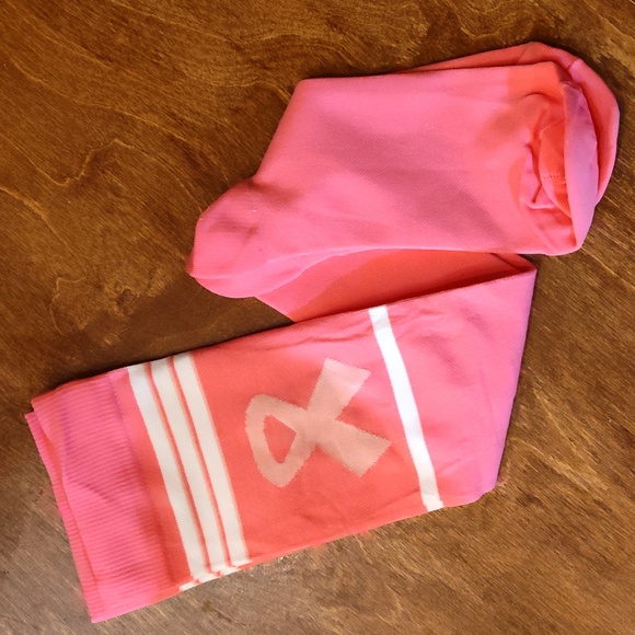 Pink Breast Cancer Awareness Ribbon Knee High Compression Socks - Picture 1 of 4